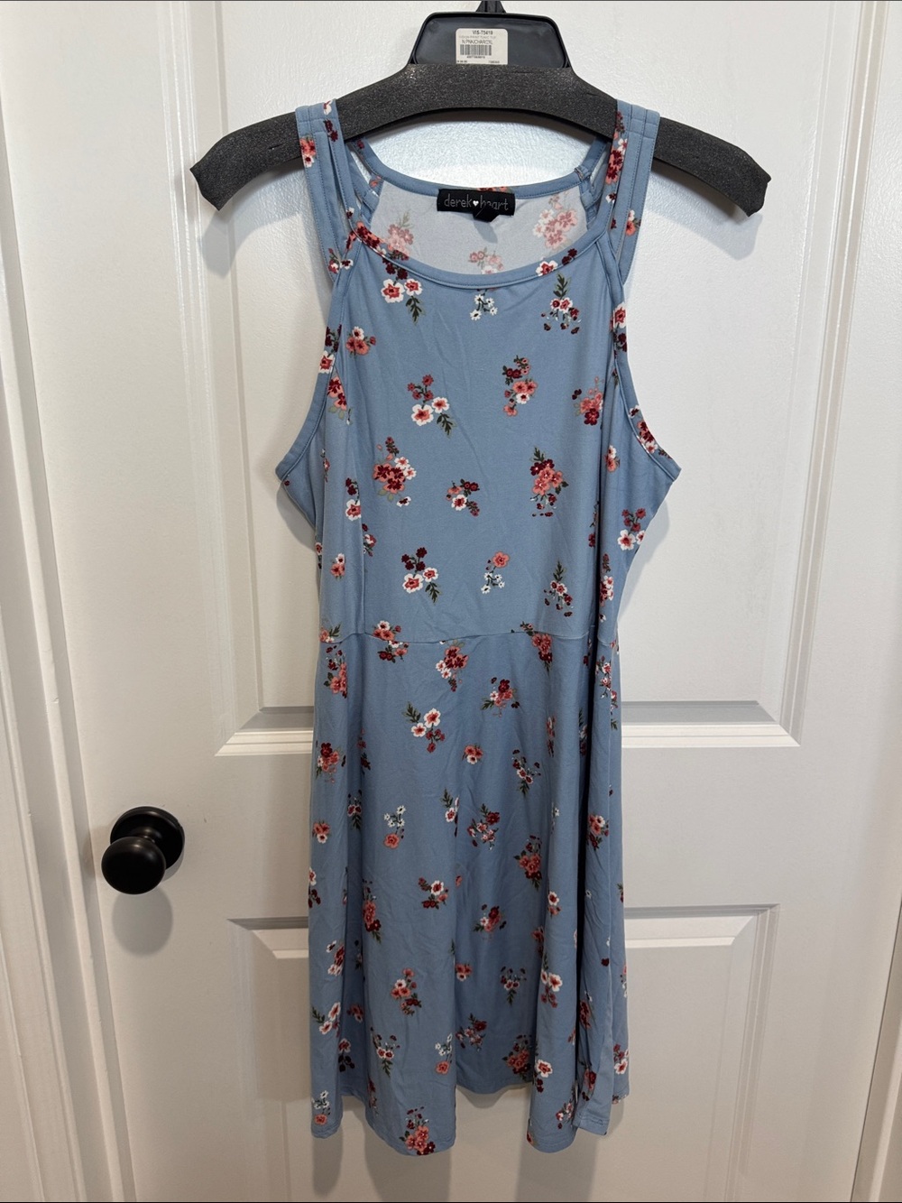 Derek Heart Dusty Blue Floral Midi Tank Dress